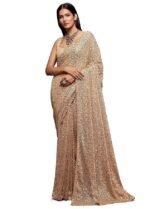 Women's Georgette Heavy Sequins Work Heavy Saree with Blouse (Latest-Sequins-Party-Saree)