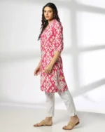 Women Ikat Cotton Straight Kurta - Image 4