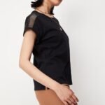 Lace Panelled Round-Neck Top