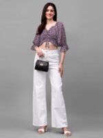 Crop Tops For Women Western Wear Purple - Image 2